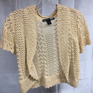 Cropped eyelet sweater